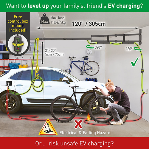 זרוע ברקן לכבל טעינה רכב חשמלי 305ס"מ EV300WM